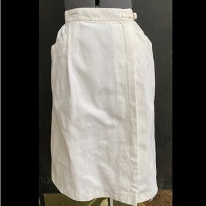 VINTAGE 1970s GUCCI LADIES SKIRT WHITE 100% COTTON CANVAS WRAP STYLE IT 44 XS 2